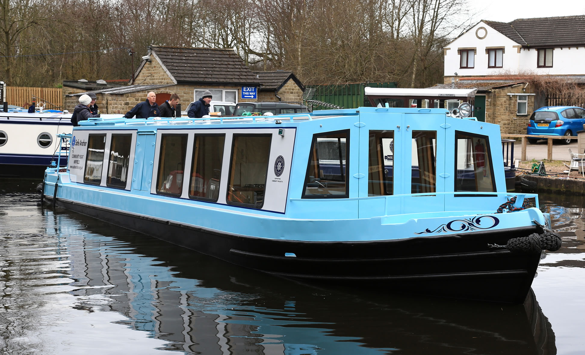 Canal boat in Safe Anchor new colours