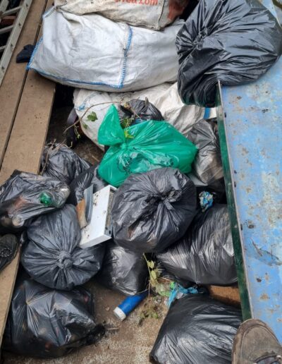 Bags of litter tied up